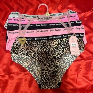 Juicy Couture Pink, Black, and Leopard Print Panties Set